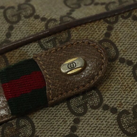 GUCCI GG Supreme Web Sherry Line Bag PVC Beige Gold 904 02 049 Auth ar13697 - Picture 14 of 16